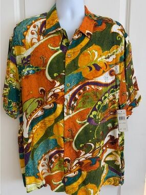 Jams World Men's Hawaiian Aloha Short Sleeve Shirt, XL, NWT, “Casa Mila”